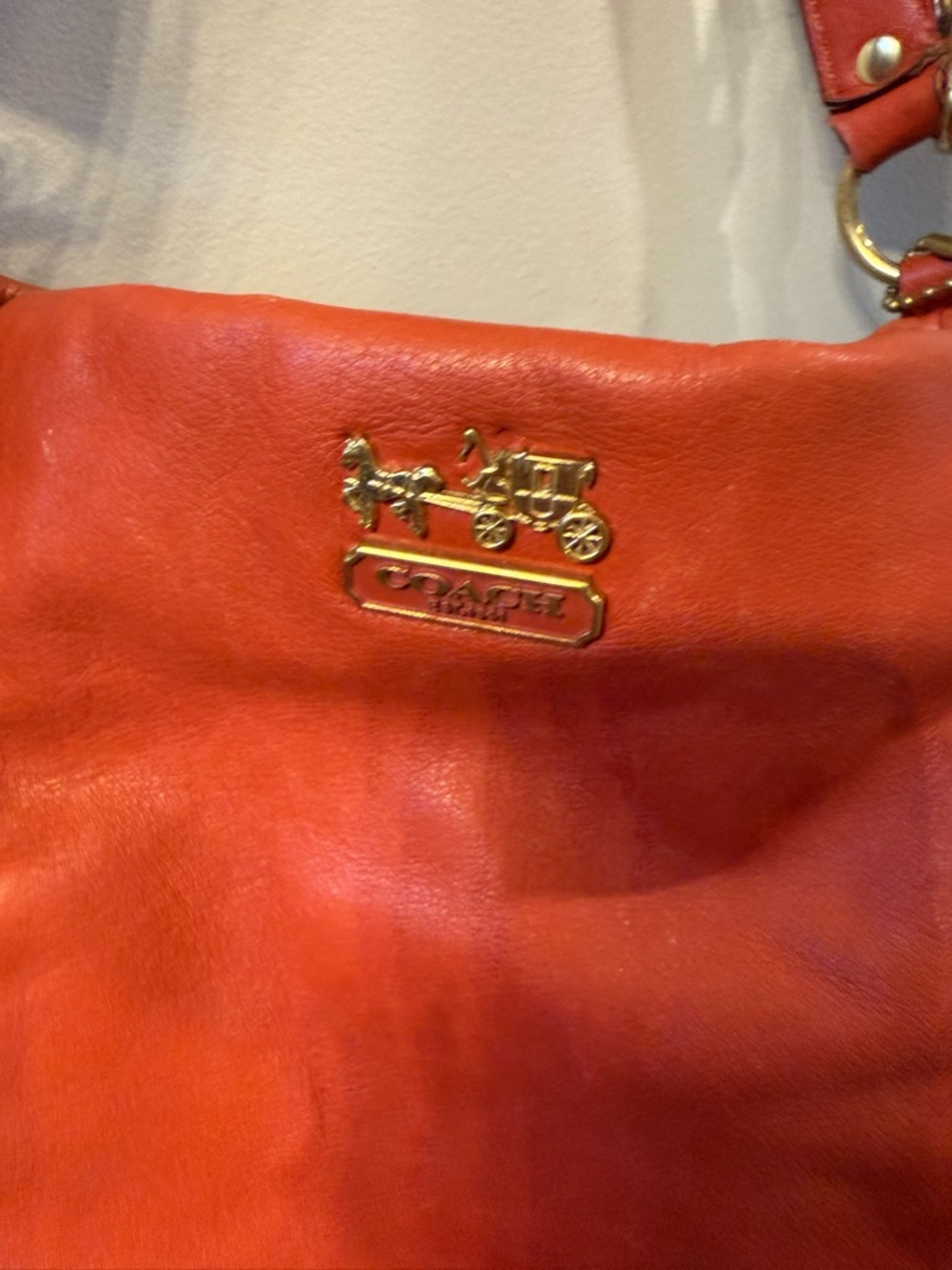 Coach Pebbled Leather Hobo Bag in Orange - Picture 2 of 11